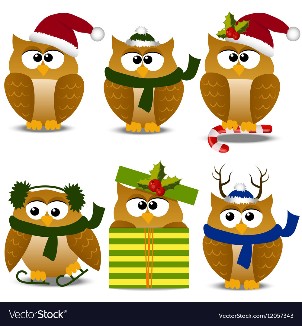 Christmas owl in santa hat Royalty Free Vector Image