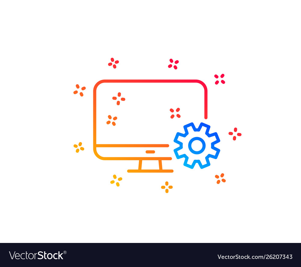 Computer or monitor icon service cogwheel sign