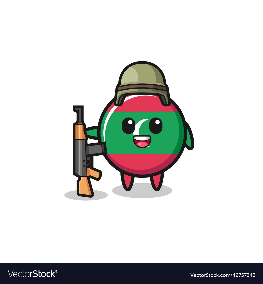 Cute maldives flag mascot as a soldier