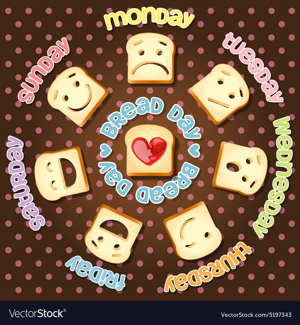 Different emotions of sliced bread in each day