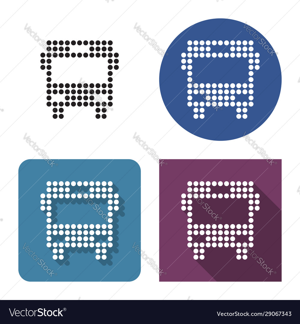Dotted icon bus in four variants with short Vector Image Dotted icon bus in four variants with short