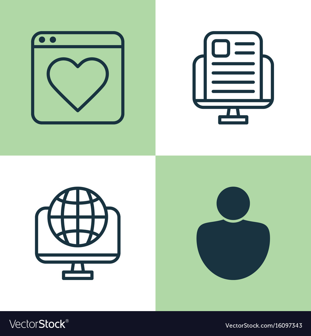 Internet icons set collection of followed global