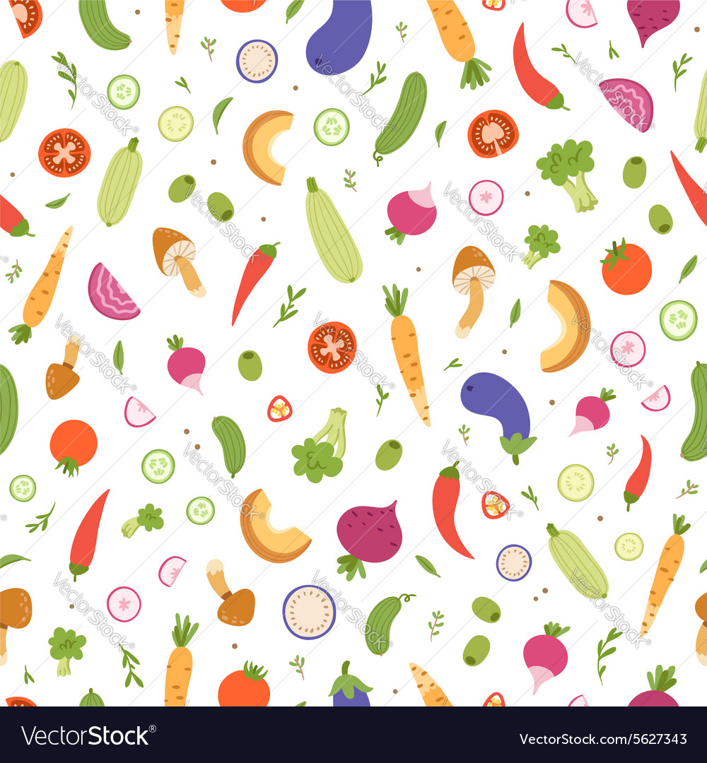 Mixed vegetables seamless pattern Royalty Free Vector Image