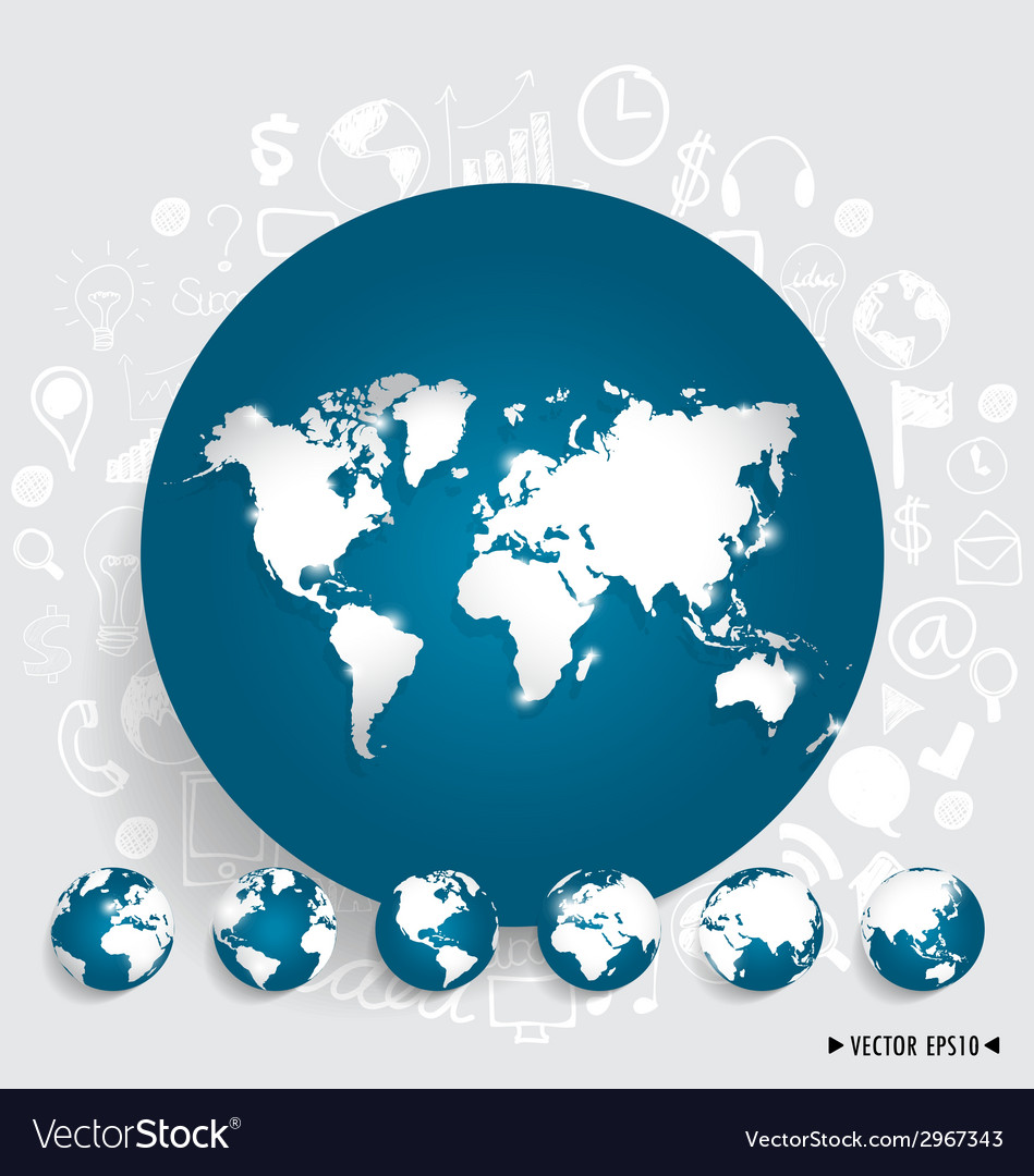 Modern world map and globe with application icon