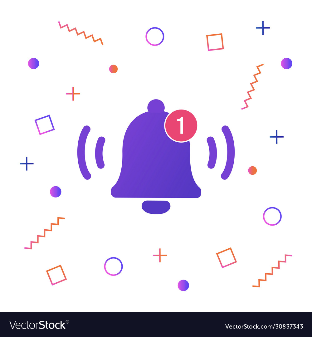 Notification bell icon for incoming inbox message vector image Notification bell icon for incoming inbox message