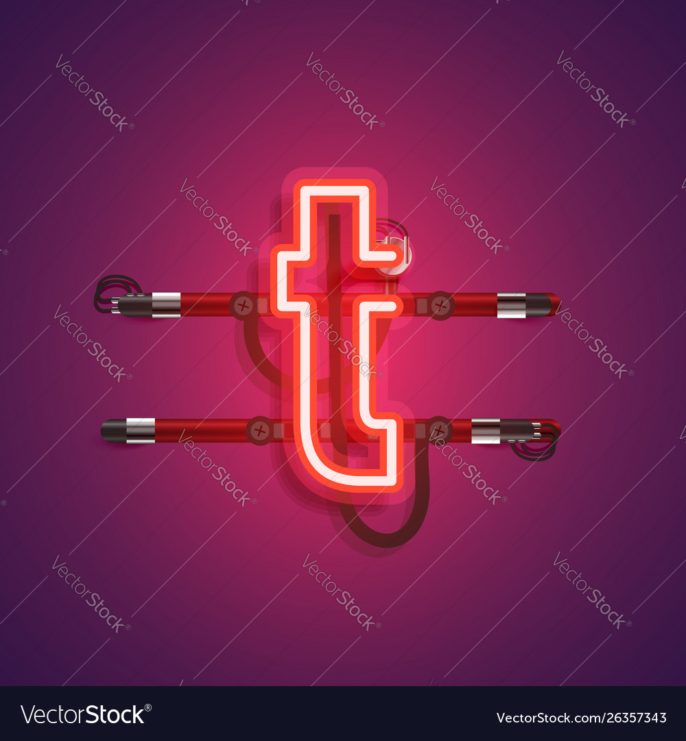 Realistic neon character with wires and console