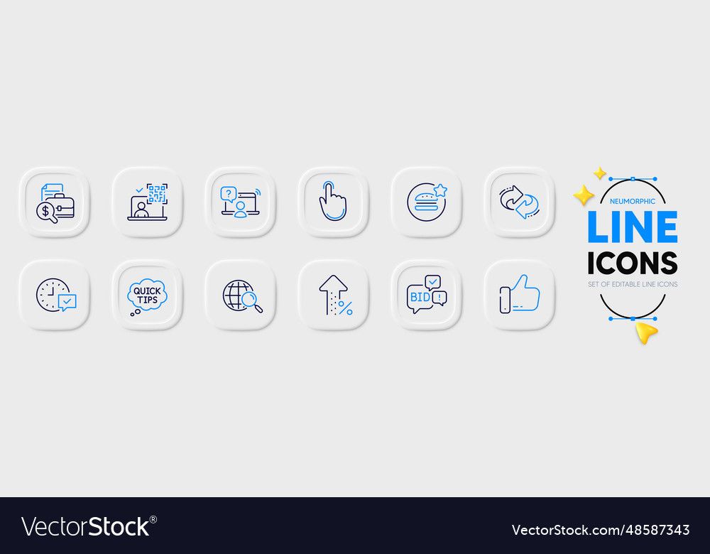 Select alarm quick tips and qr code line icons Vector Image