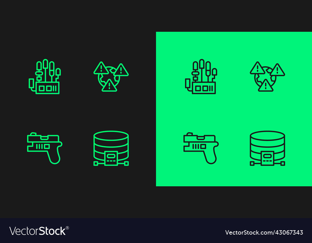 Set line cloud database futuristic weapon vector image Set line cloud database futuristic weapon