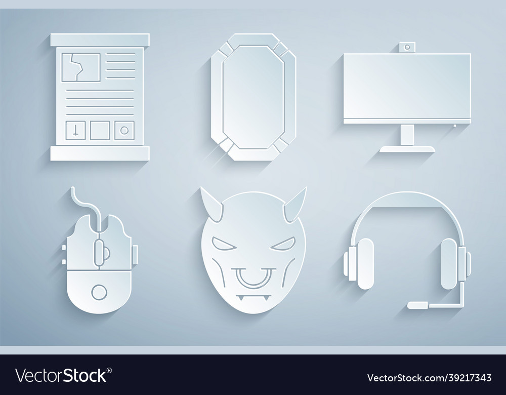 Set mask of the devil with horns computer monitor vector image Set mask of the devil with horns computer monitor