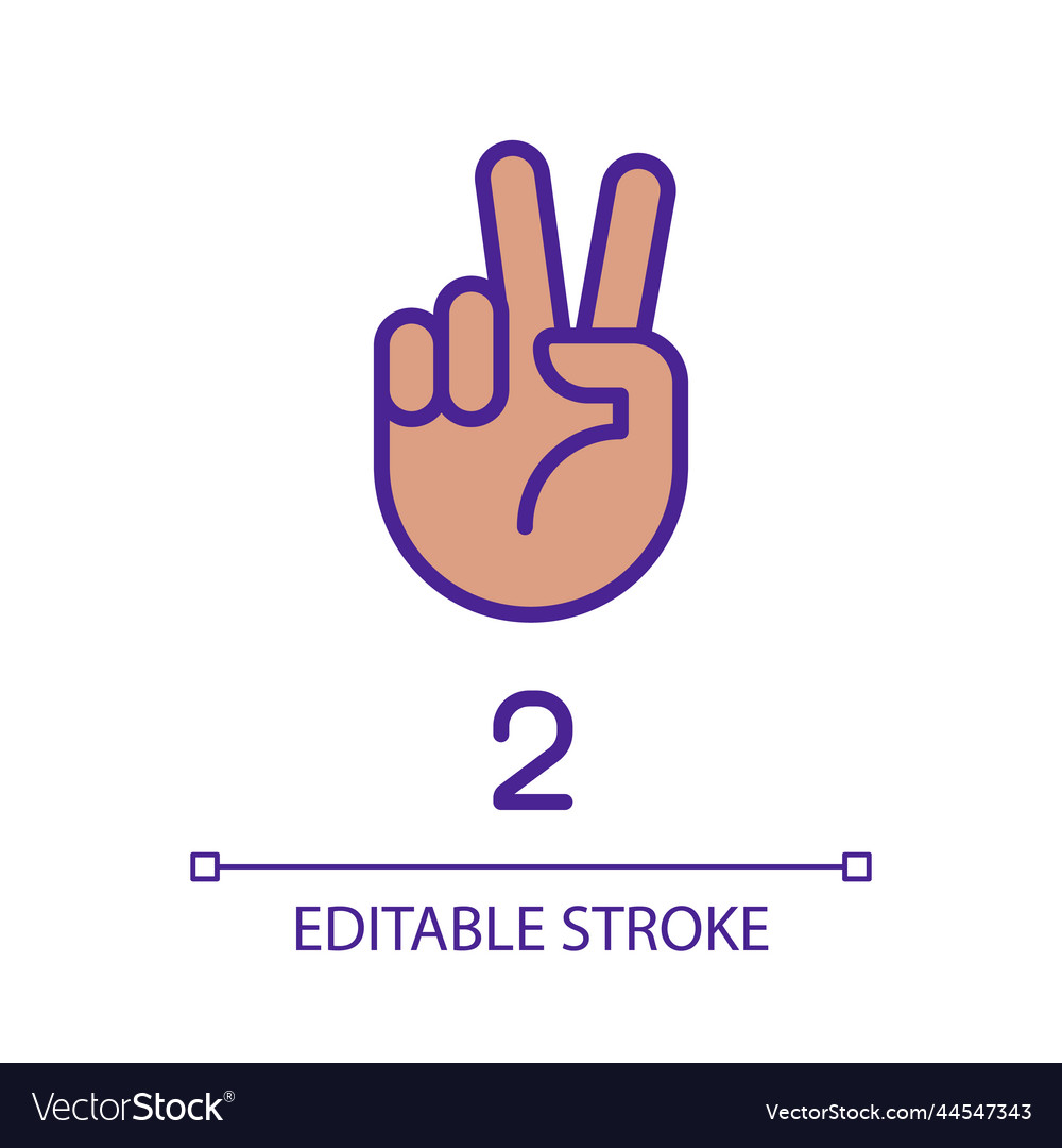 Signing digit two in asl pixel perfect rgb color Vector Image Signing digit two in asl pixel perfect rgb color