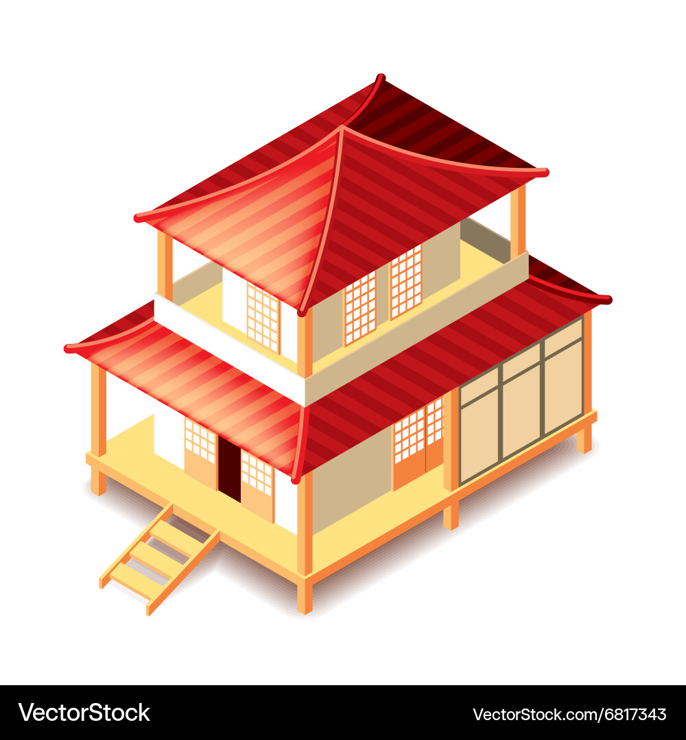 Tradition japan house isolated on white Royalty Free Vector
