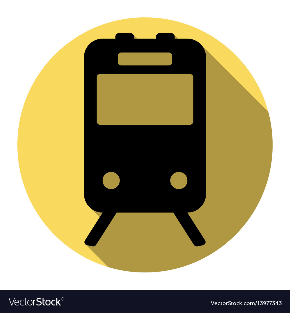 Train sign flat black icon