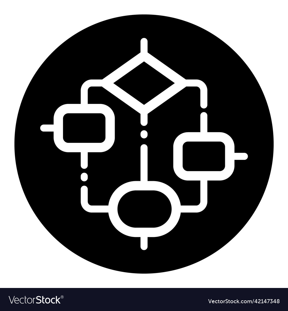 Algorithm tree glyph flat icon isolated on white vector image Algorithm tree glyph flat icon isolated on white