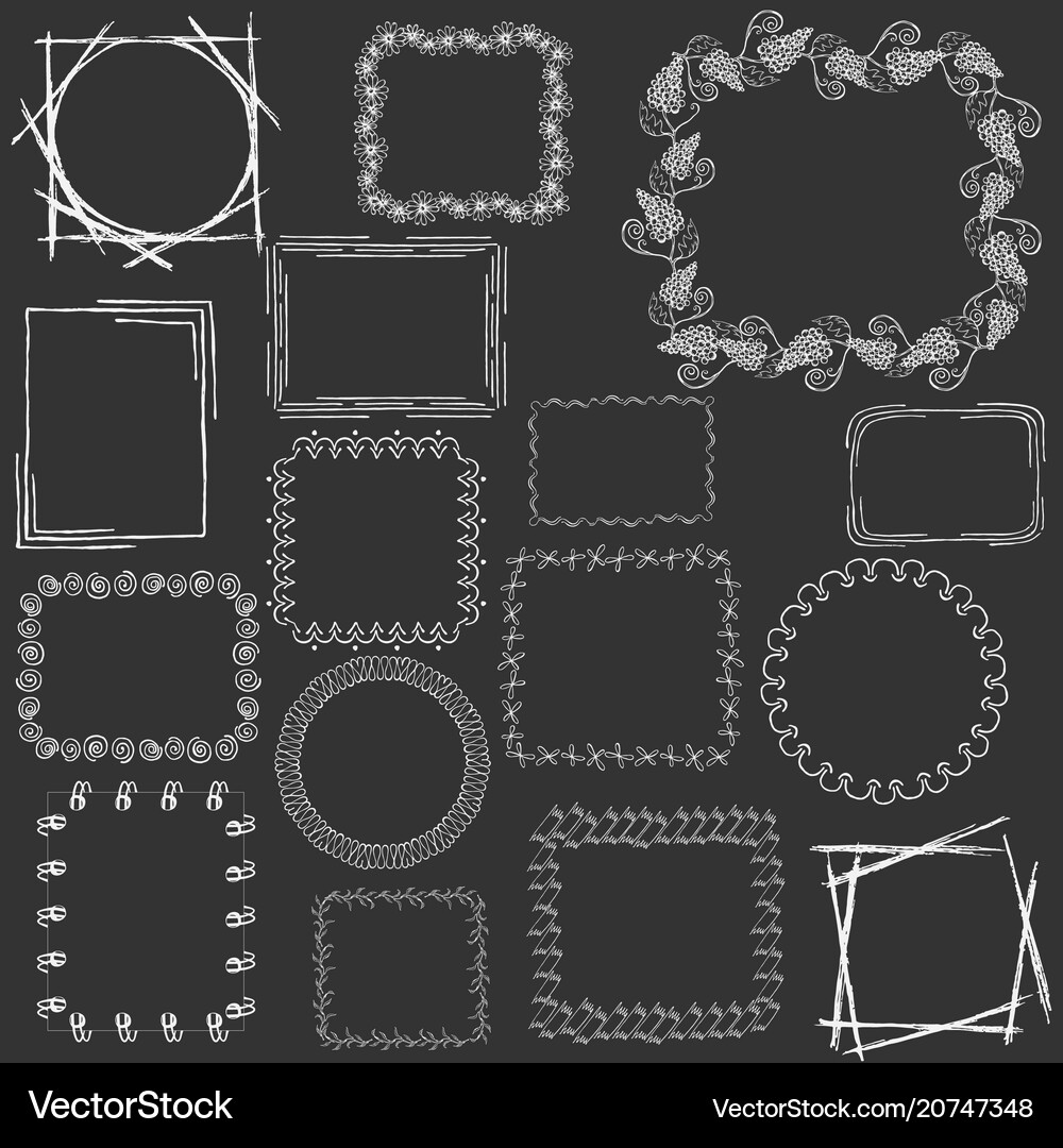 Big set with hand drawn frames Royalty Free Vector Image