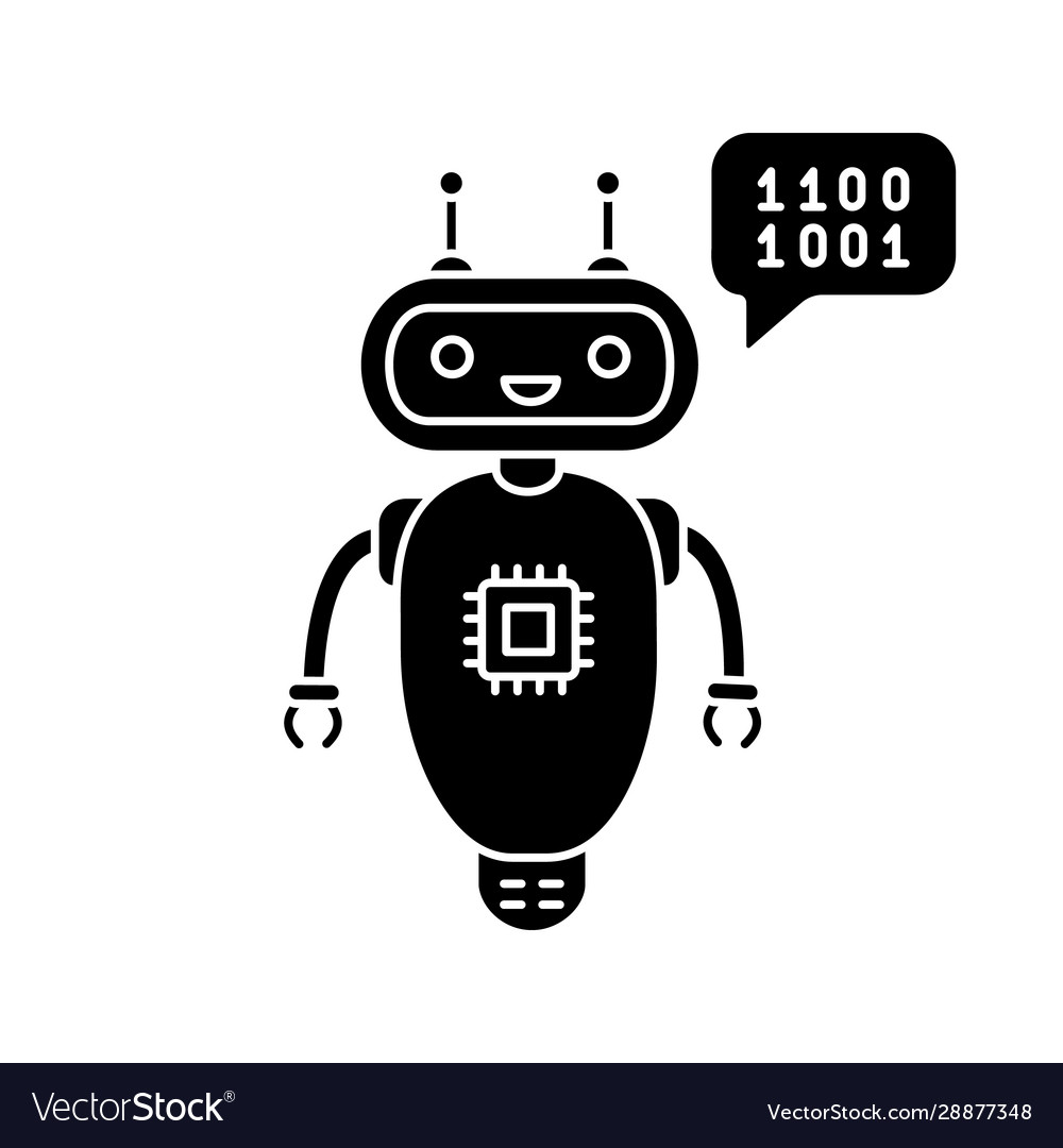 Chatbot coding glyph icon vector image Chatbot coding glyph icon