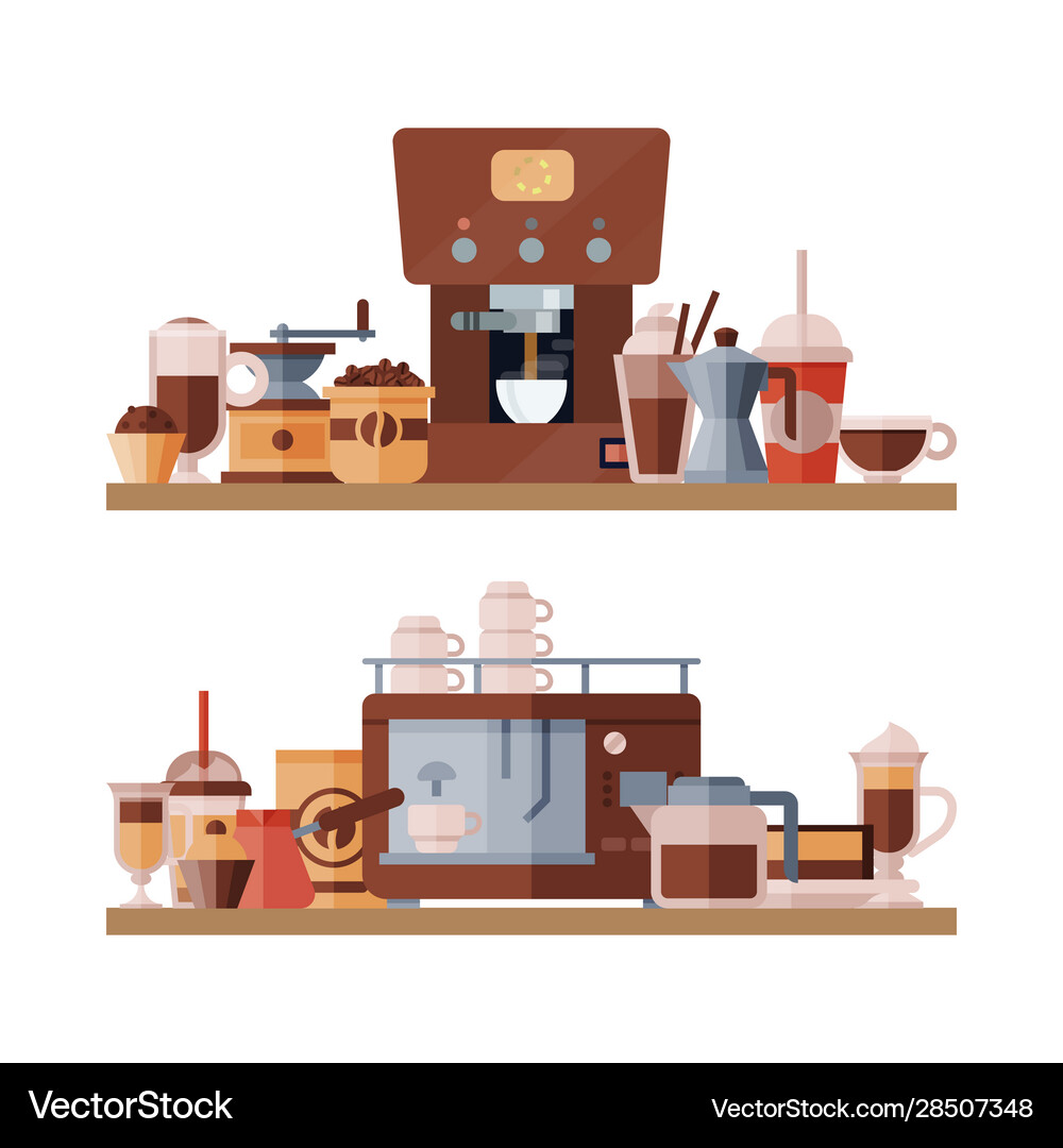 Coffee elements shelf Royalty Free Vector Image