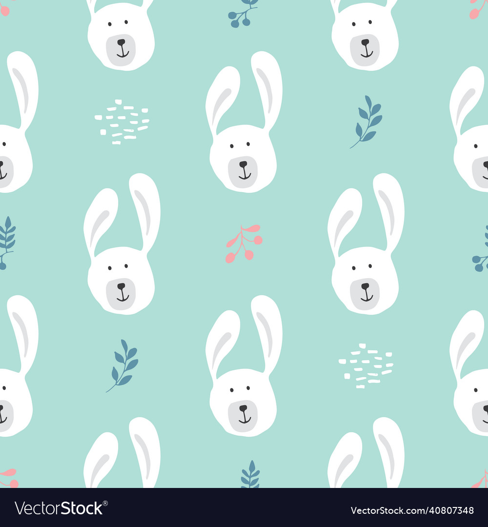 Cute rabbit seamless pattern cartoon animals Vector Image