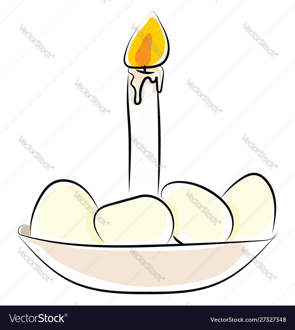 Eggs with candle on white background Royalty Free Vector