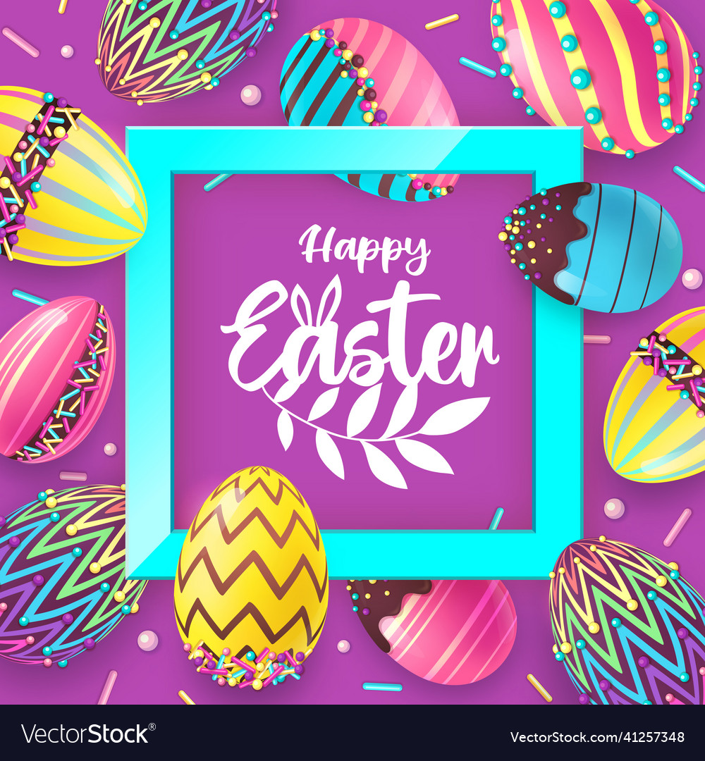 Holiday easter background with easter eggs vector image Holiday easter background with easter eggs