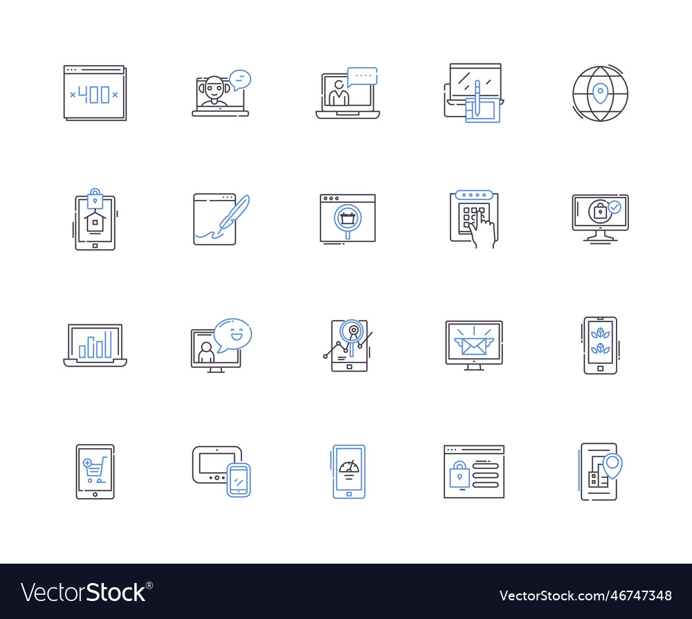 Internet outline icons collection net web Vector Image Internet outline icons collection net web
