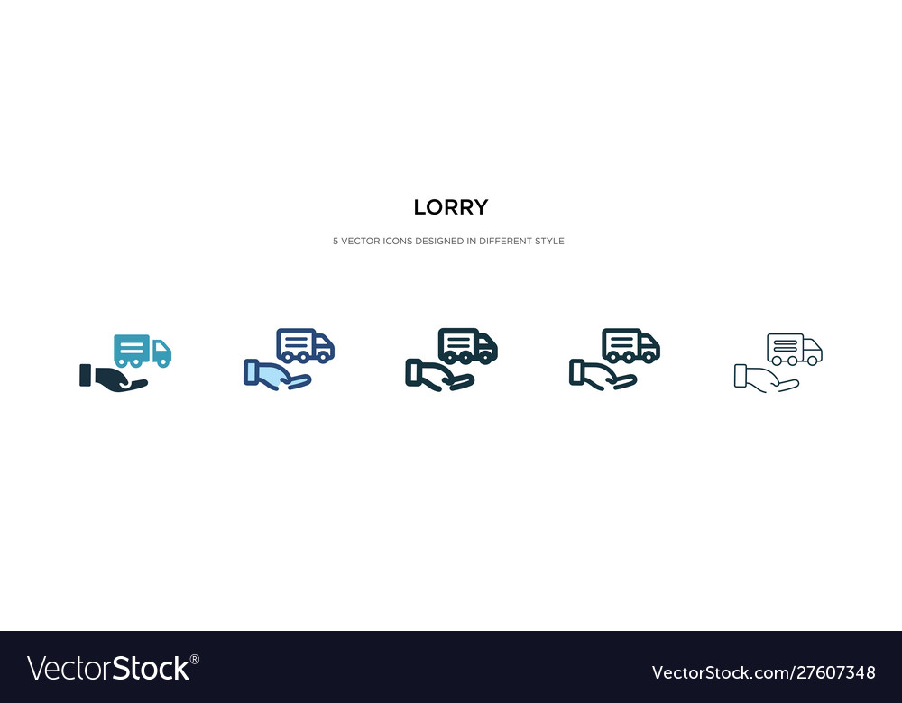 Lorry icon in different style two colored vector image Lorry icon in different style two colored