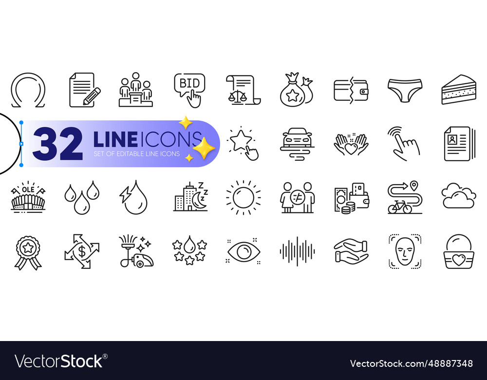 Outline set of bike path route and face detection vector image Outline set of bike path route and face detection