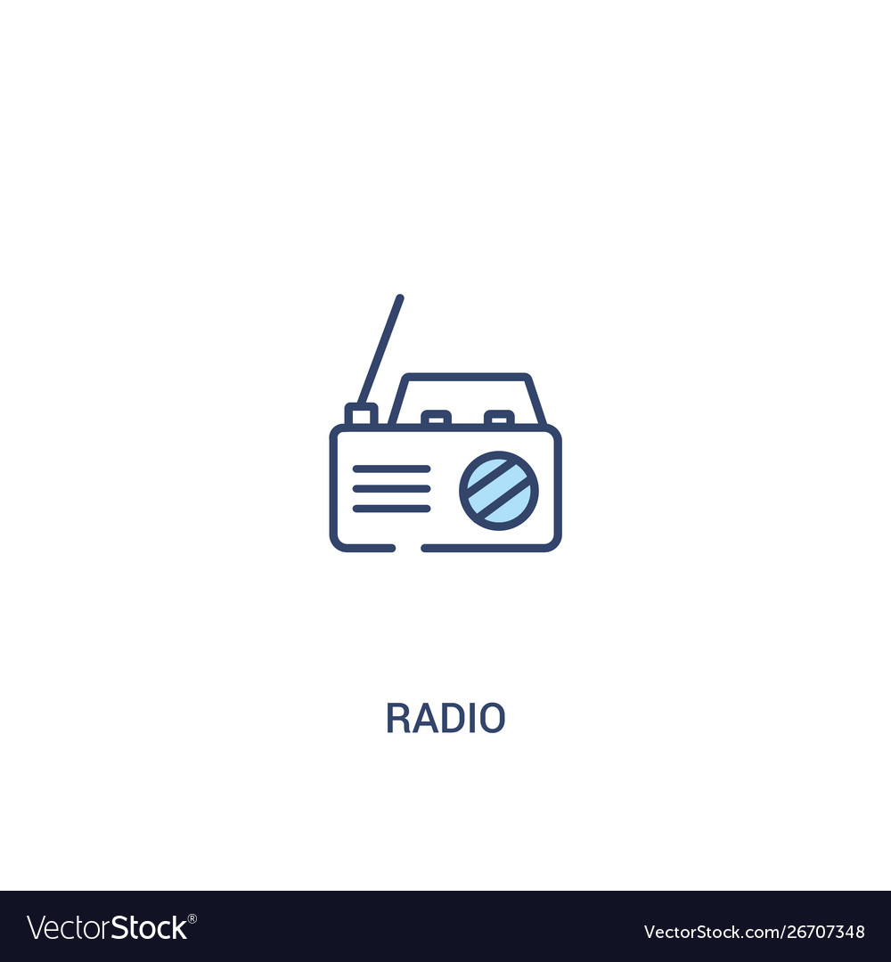 Radio concept 2 colored icon simple line element vector image Radio concept 2 colored icon simple line element