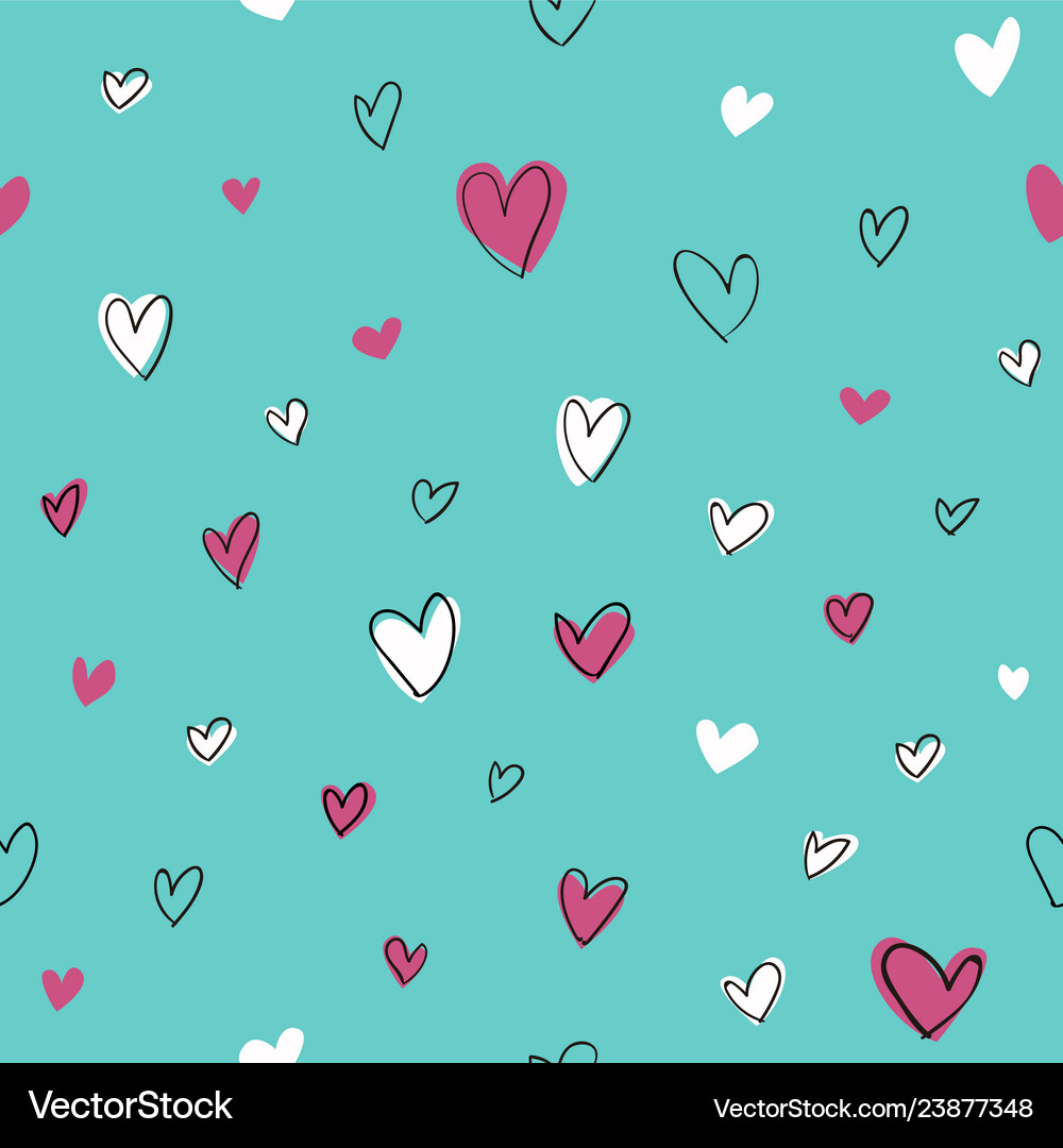 Seamless hand drawn hearts pattern Royalty Free Vector Image