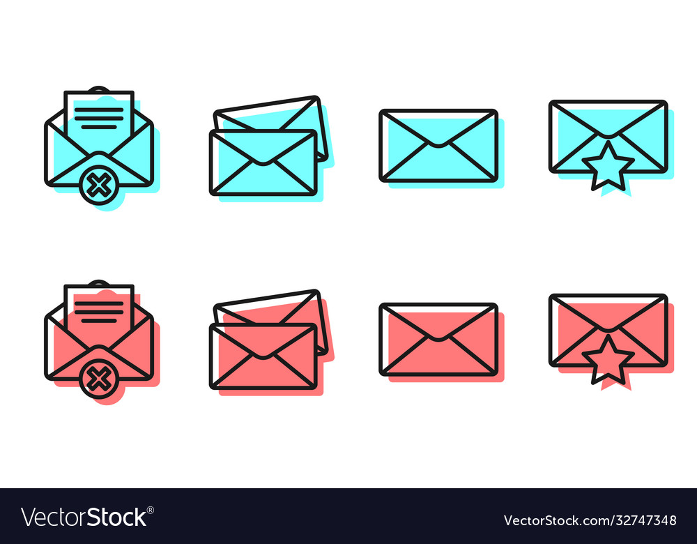 Set line envelope delete Vector Image Set line envelope delete