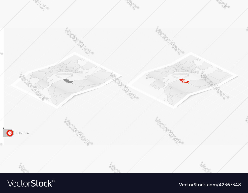 Set of two realistic map tunisia with shadow