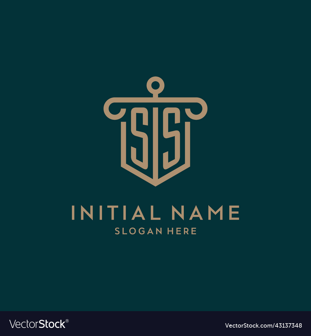 Ss monogram initial logo design with shield