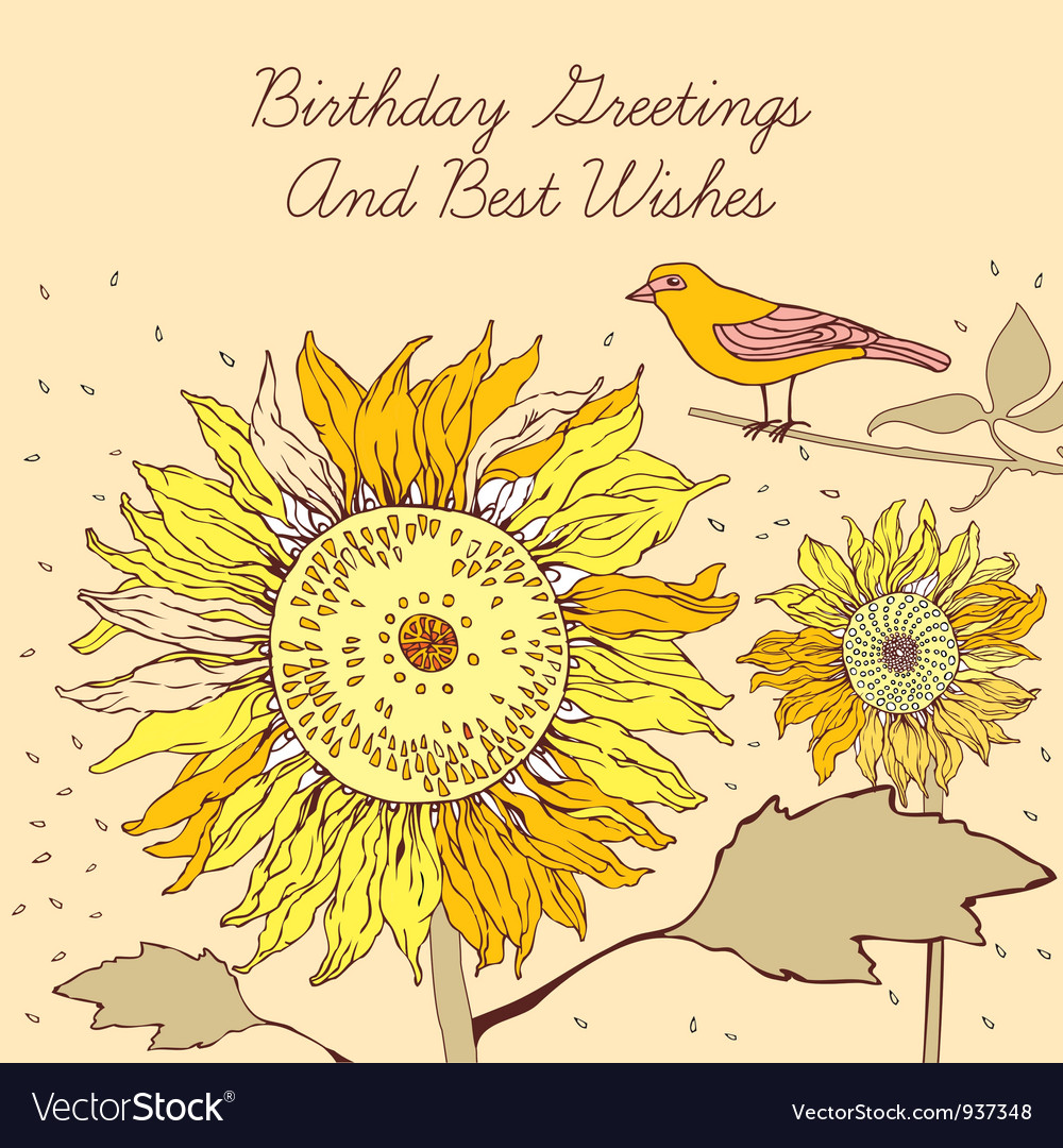 Flowers Sunflower Birthday Card