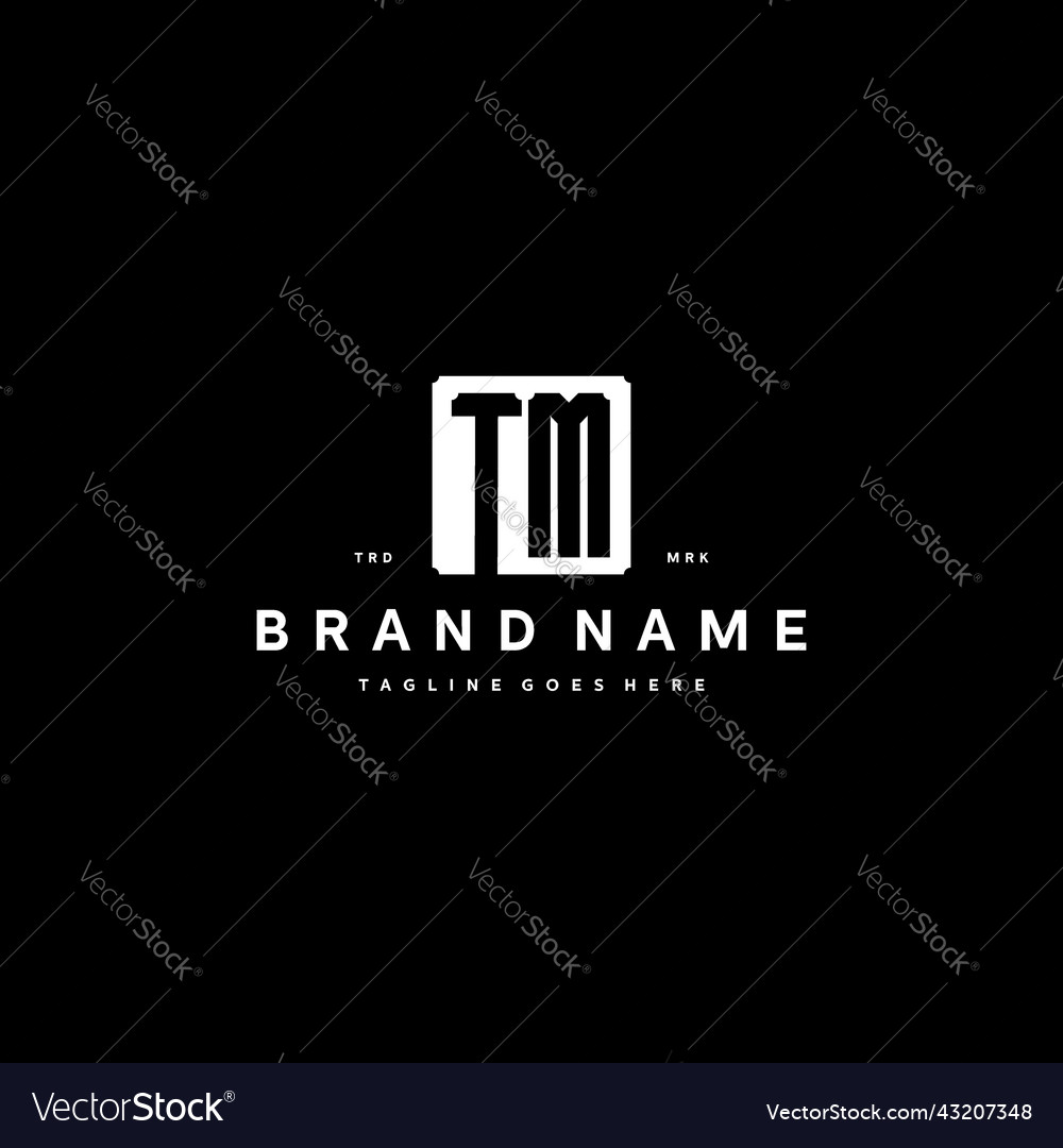 Tm monogram logo design with square rectangular Vector Image Tm monogram logo design with square rectangular