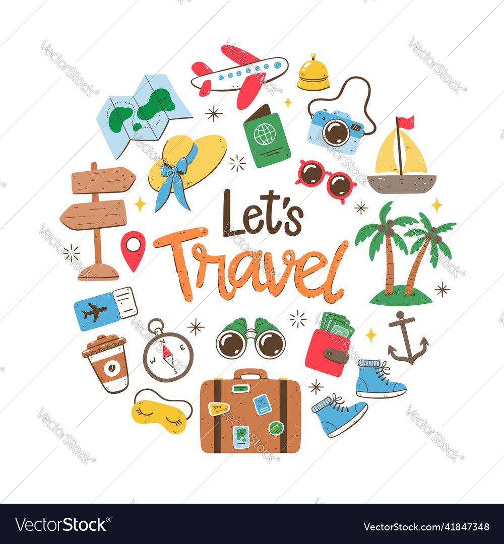 Travel time background colorful version Royalty Free Vector