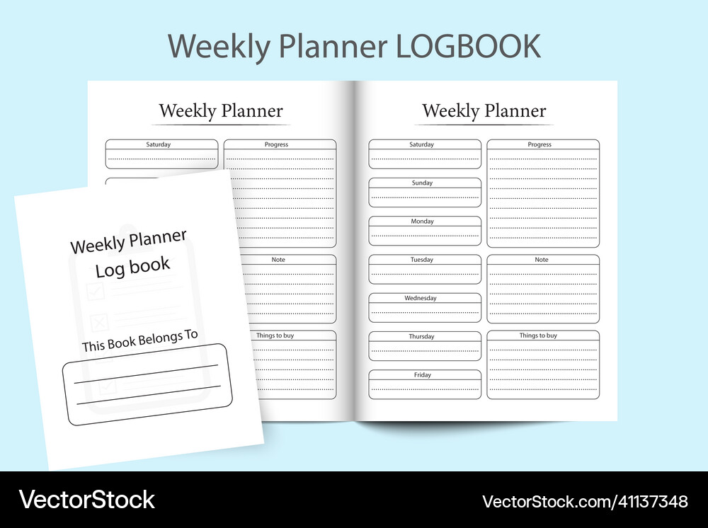 Weekly planner kdp interior work list Royalty Free Vector