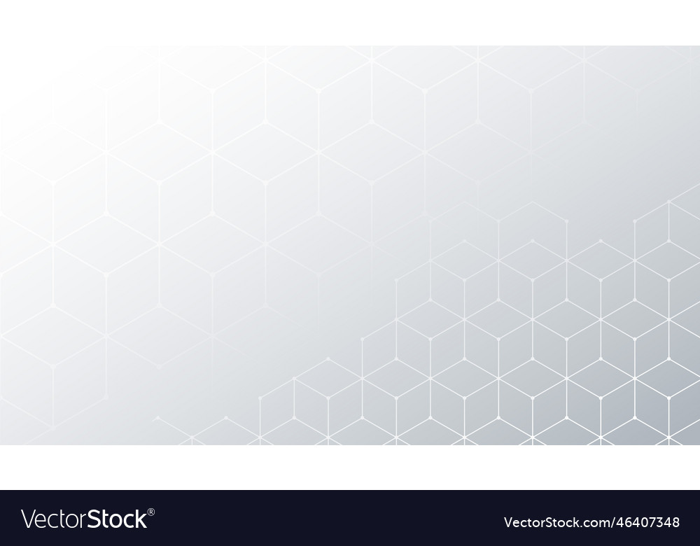 White background with hexagonal line pattern
