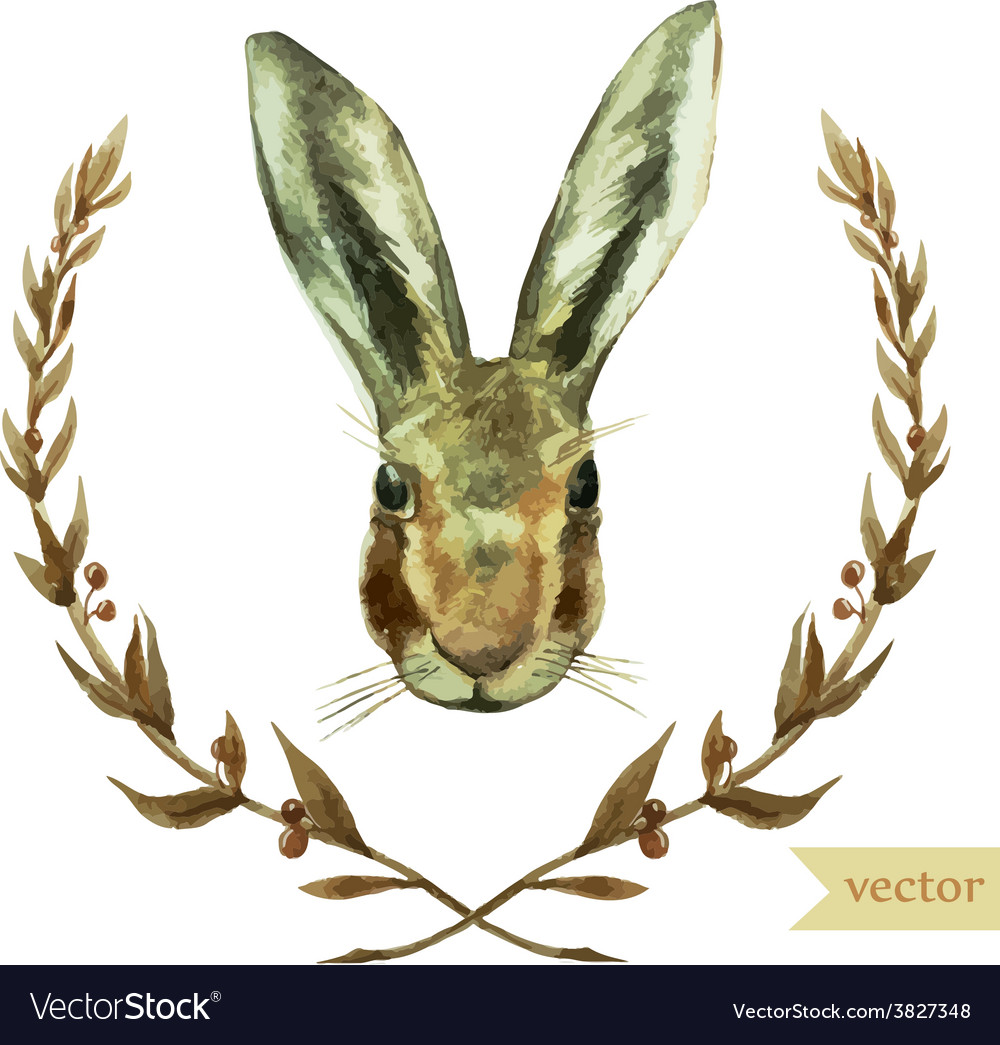 Wreath rabbit watercolor hare