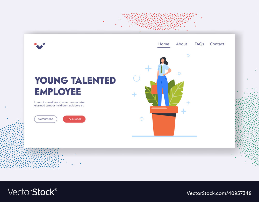 Young talented employee landing page template Vector Image