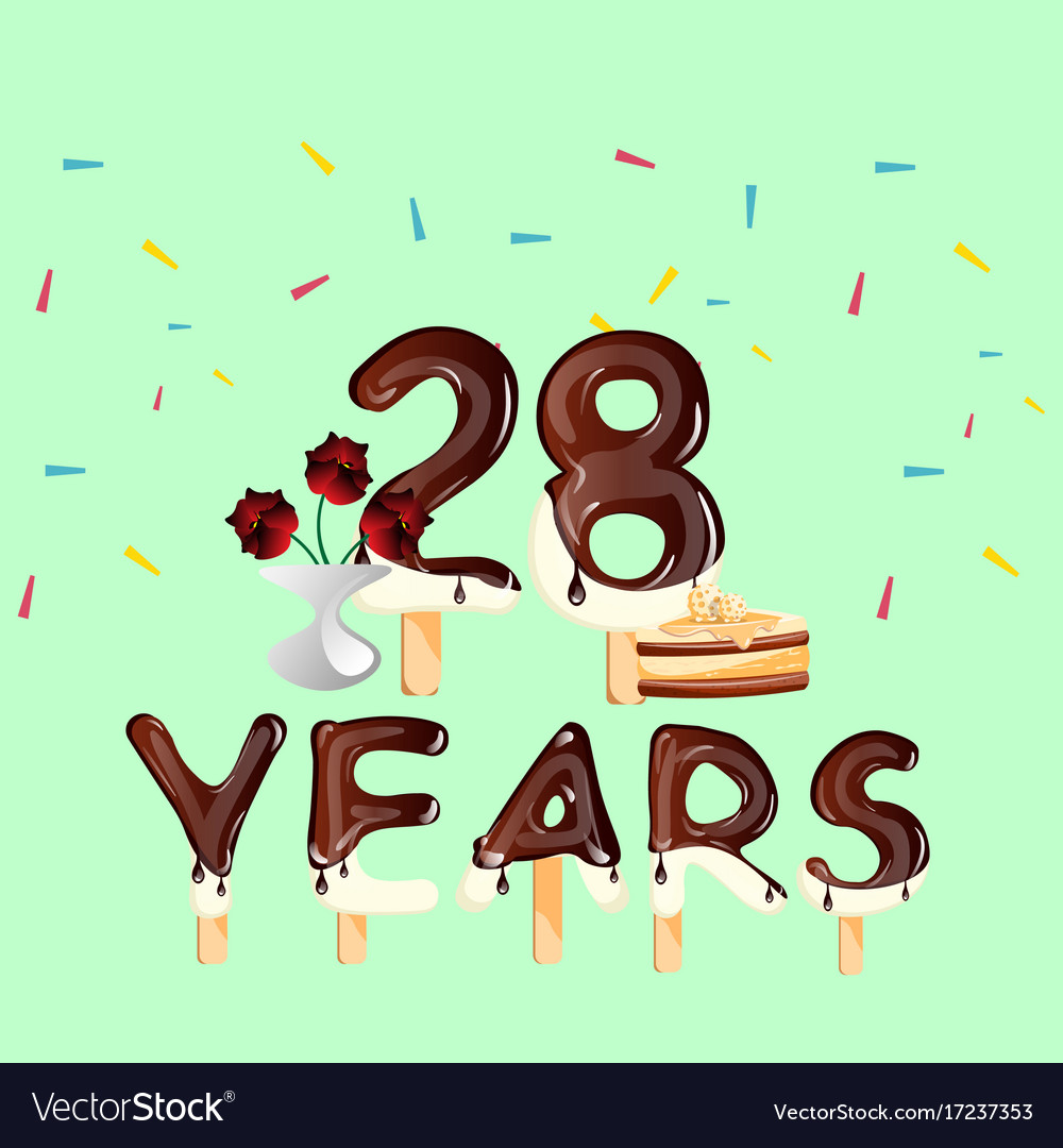 28 лет открытка