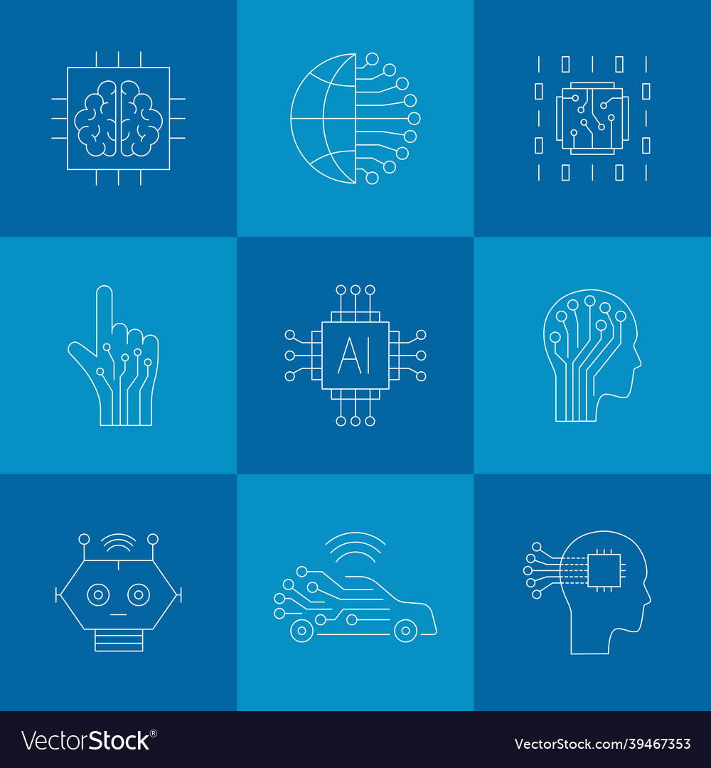 Artificial intelligence and machine learning line Vector Image Artificial intelligence and machine learning line
