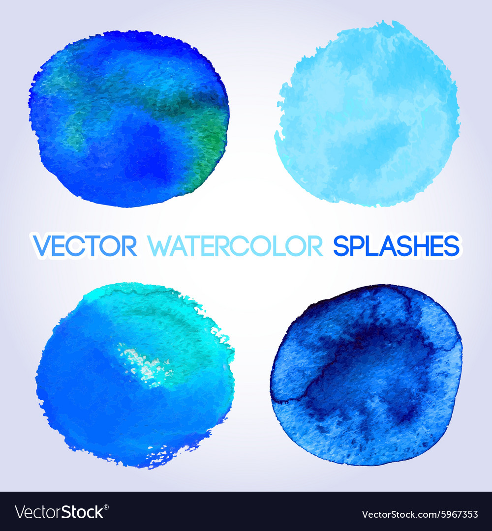 Blue watercolor round shaped design elements