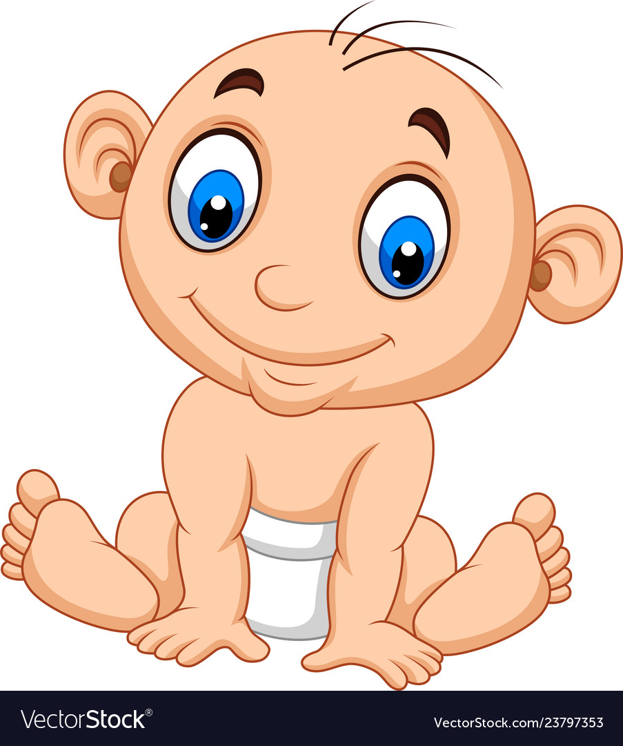 Cartoon baby boy sitting Royalty Free Vector Image