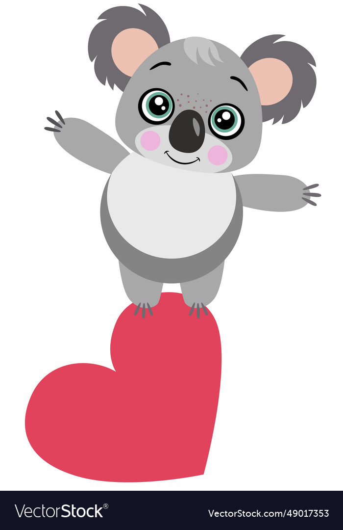 Cute Koala On Top Of Heart Royalty Free Vector Image