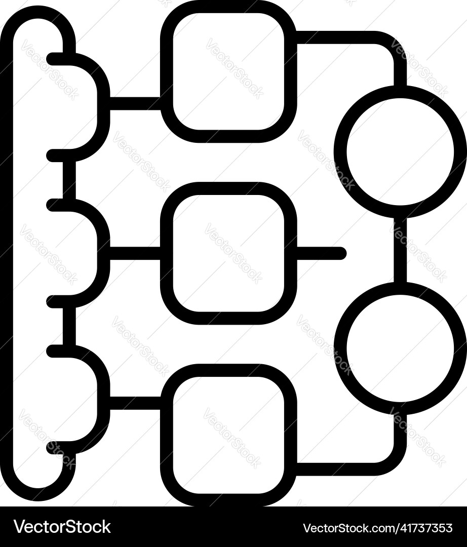 Gear scheme icon outline workflow process Vector Image