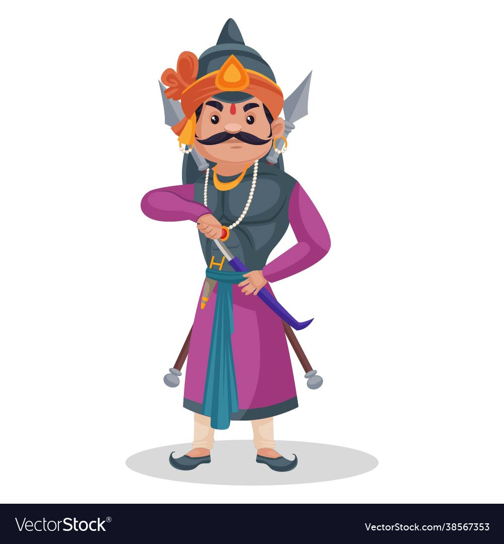 Maharana pratap cartoon character Royalty Free Vector Image