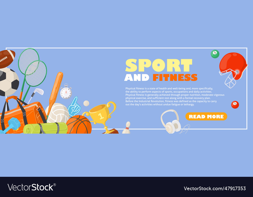 Sport and fitness informational header website Vector Image