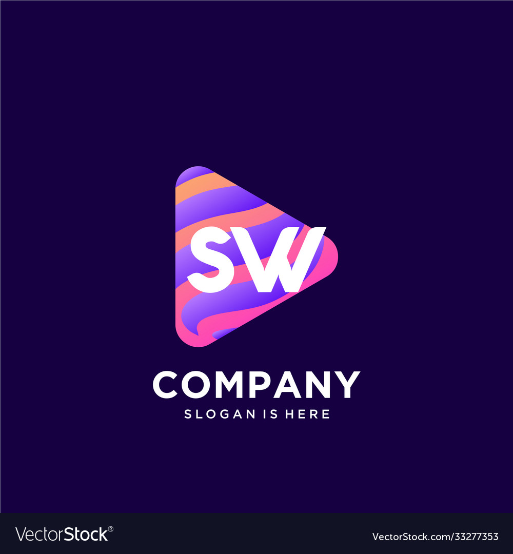Sw initial logo with colorful template vector image Sw initial logo with colorful template