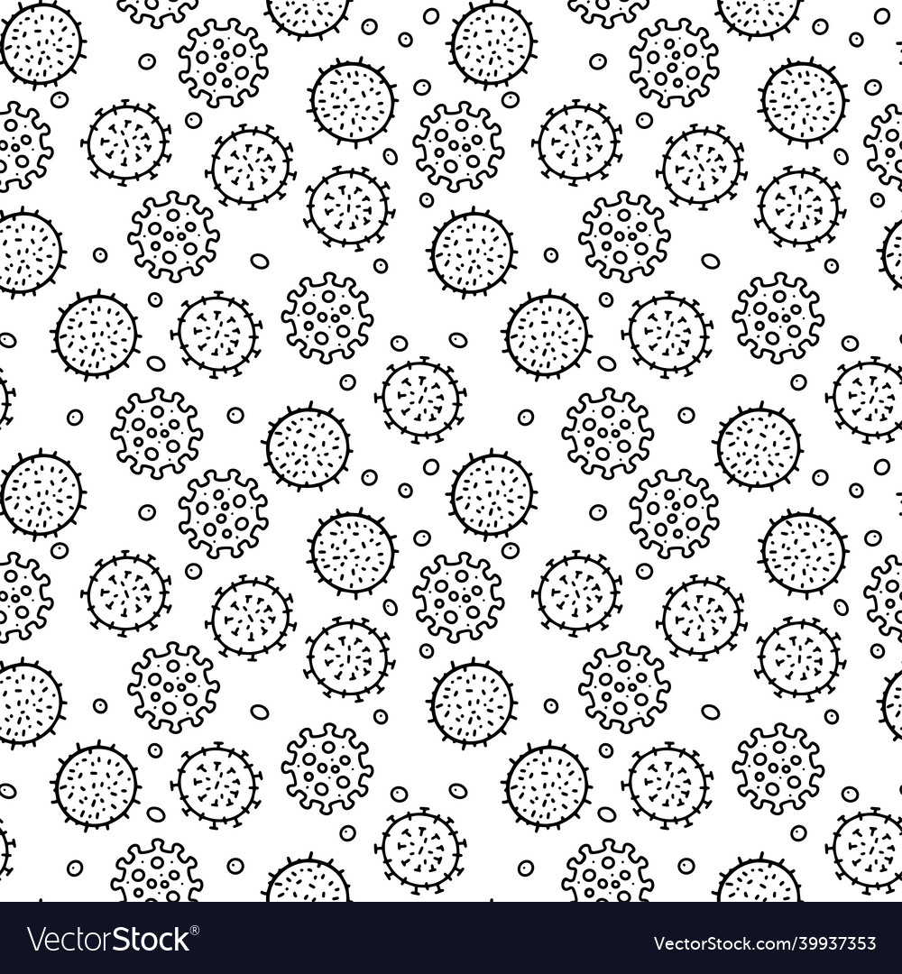Viruses line doodle simple seamless pattern
