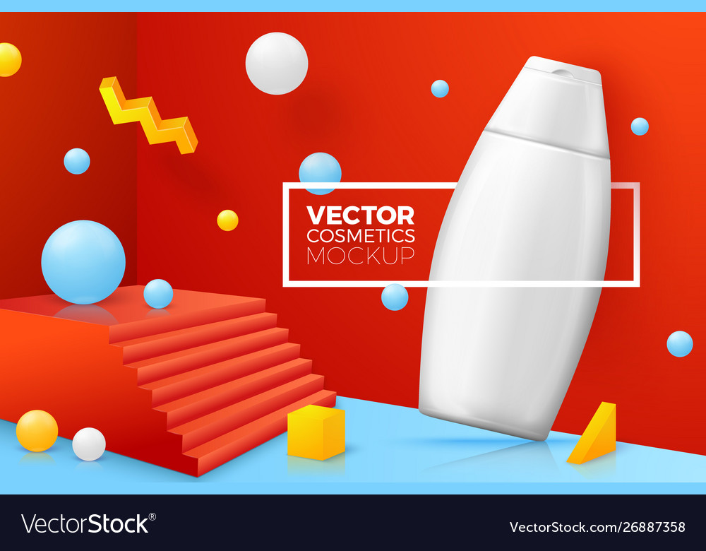 Abstract corner scene with shampoo bottle