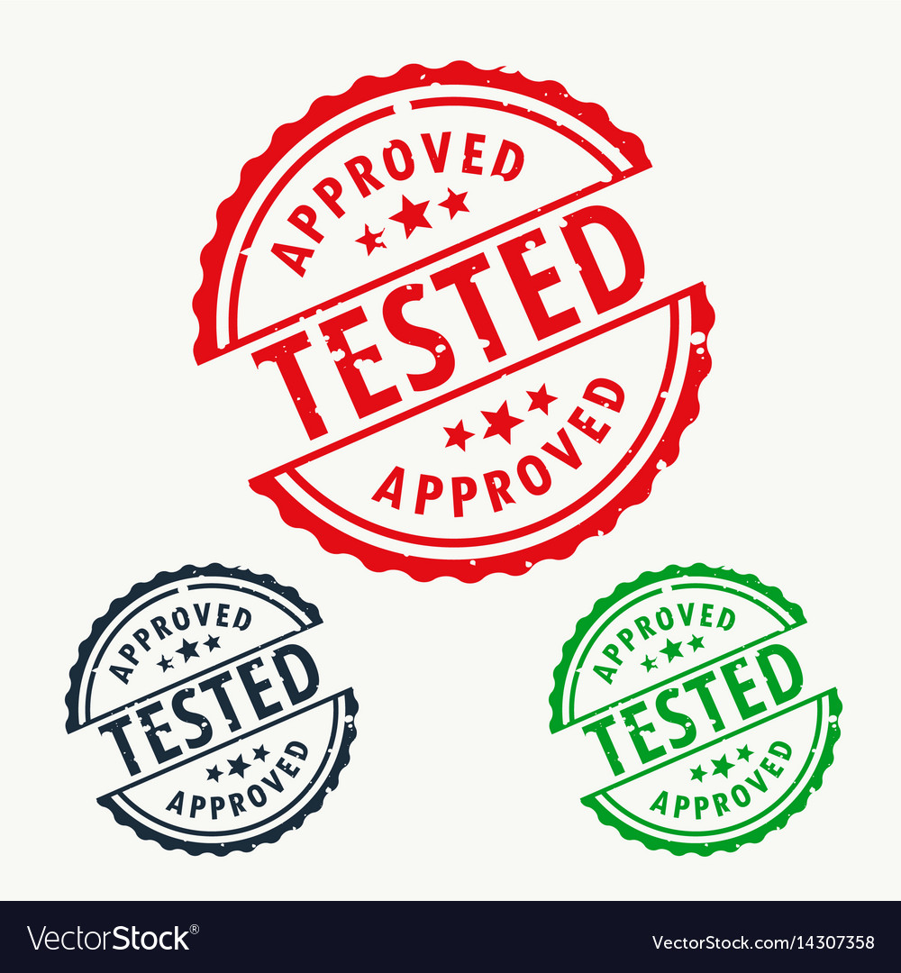 Approved and tested stamp set Royalty Free Vector Image